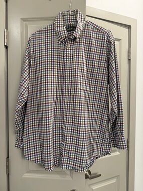 Orvis Men's Button-Down Shirt in Green, Blue & Burgundy Check